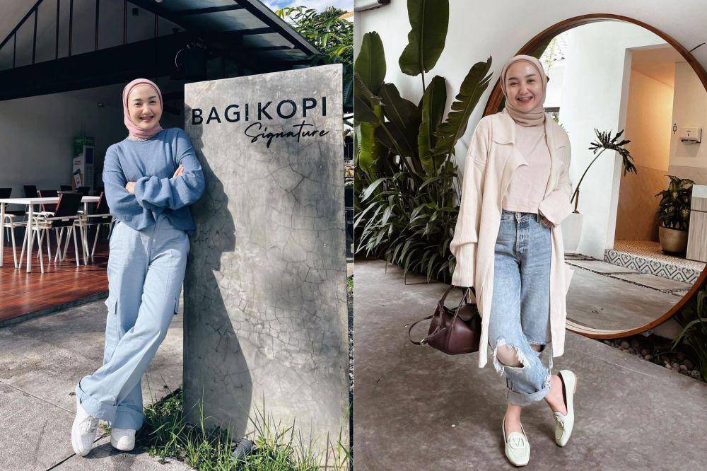 inspirasi outfit hijab simpel ala selebgram Thafanya (instagram.com/thafanyads)