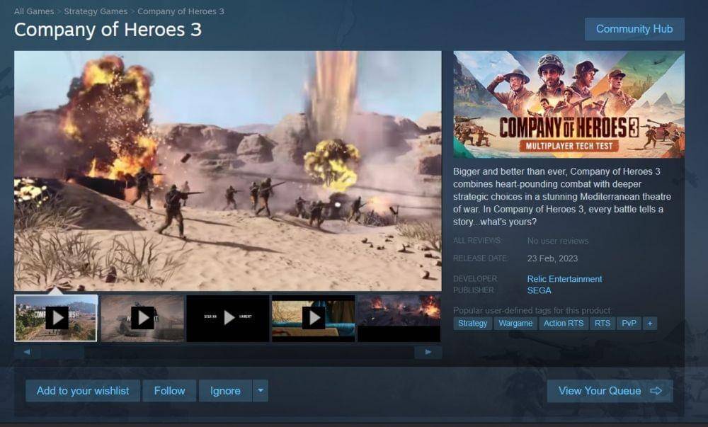 Halaman Steam Company of Heroes 3. (Dok. Steam)