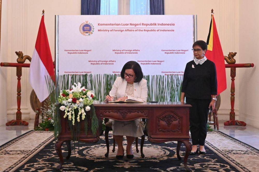 Menlu Retno menerima kunjungan Menlu Timor Leste. (dok. Kemlu RI)