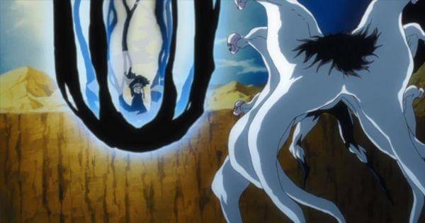 Aizen menyaksikan mode Final Getsuga Tensho ( Dok. Pierrot / Bleach )
