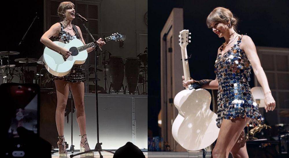 potret Taylor Swift tampil di konser the 1975 (twitter.com/@tswifterastour)