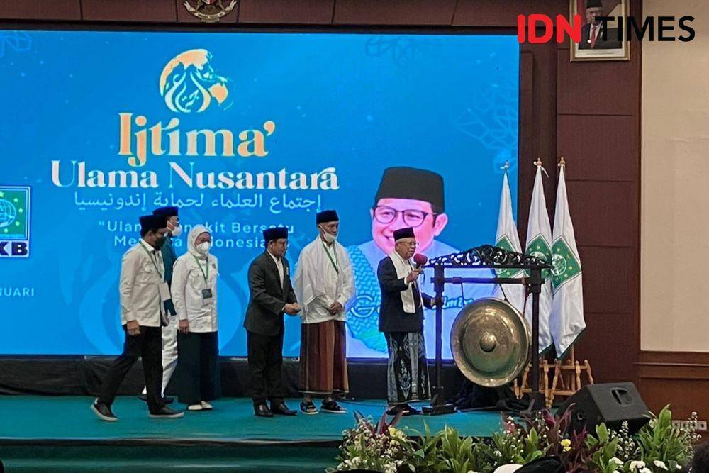 Wakil Presiden Ma'ruf Amin buka Ijtima Ulama Nusantara yang digelar PKB di Jakarta, Jumat (12/1/2023). (IDN Times/Ilman Nafi'an)