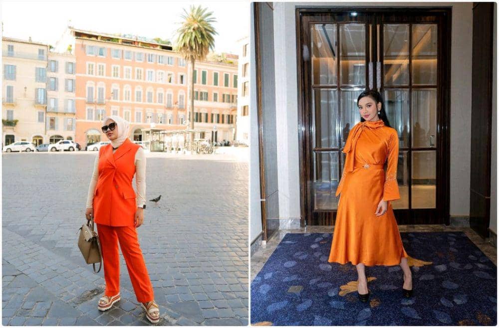 10 Potret Seleb Kenakan Outfit Berwarna Orange, Segar!
