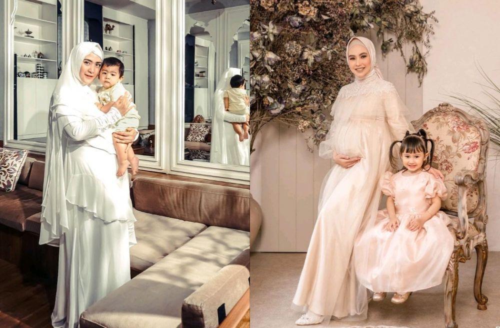 10 Adu Gaya Hijab Syar'i Kartika Putri vs. April Jasmine, Anggun!