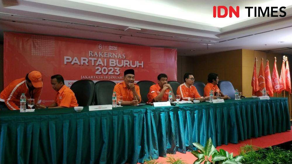 Partai Buruh mengadakan Rapat Kerja Nasional (Rakernas) di sebuah hotel di kawasan Jakarta Barat selama tiga hari sejak 15-17 Januari 2023. (IDN Times/Melani Putri)