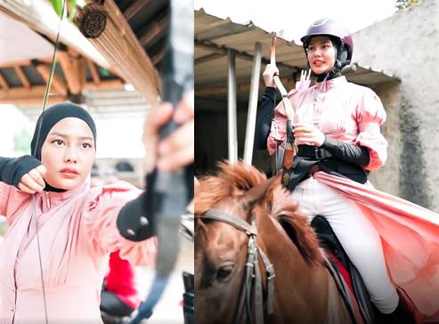 Dara Arafah saat olahraga panahan berkuda (instagram.com/daraarafah/)
