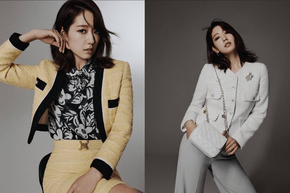 busana tweed dalam pemotretan terbaru Park Shin Hye (instagram.com/ssinz7)