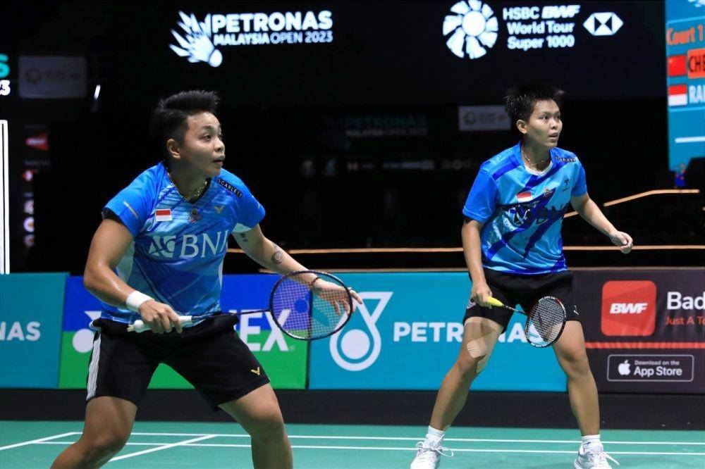 Apriyani Rahayu/Siti Fadia Silva Ramadhanti di semifinal Malaysia Open 2023 (dok. PP PBSI)