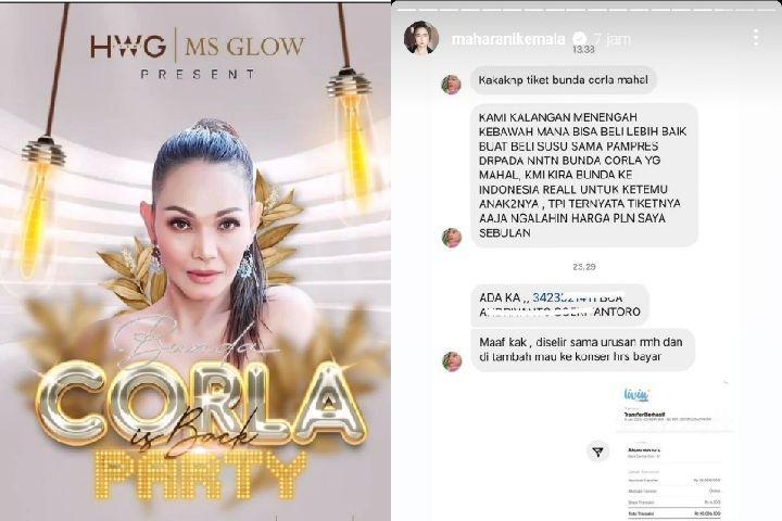 Tarif Konser Bunda Corla Diprotes, Maharani Kemala Transfer 10 Juta