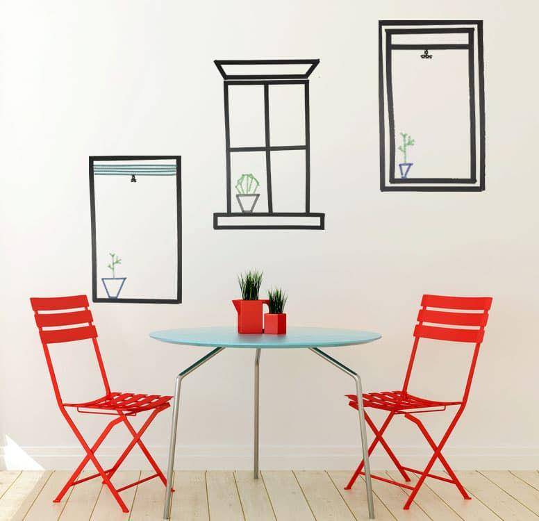 wall decor berbentuk jendela dari washi tape (blinds.com/Phoebe Pinder)