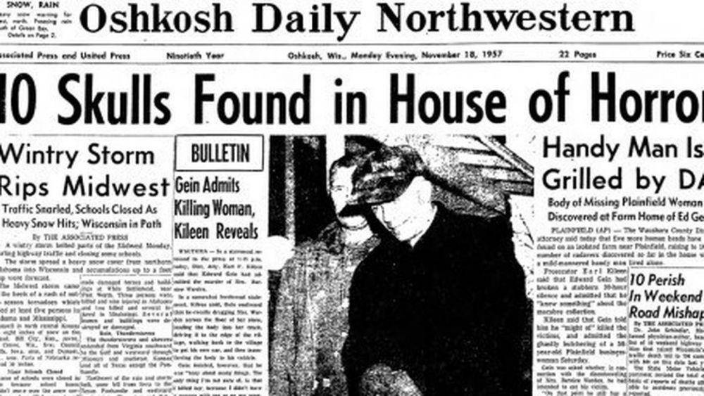 Penangkapan Ed Gein yang diberitakan oleh Oshkosh Daily Northwestern (sumber: newspapers)