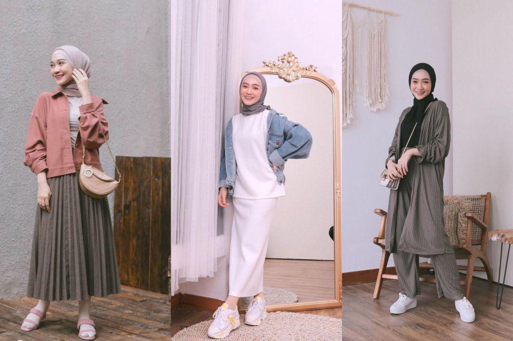 9 OOTD Hijab Simpel ala Selebgram Sinta Sri Antan, Effortless!