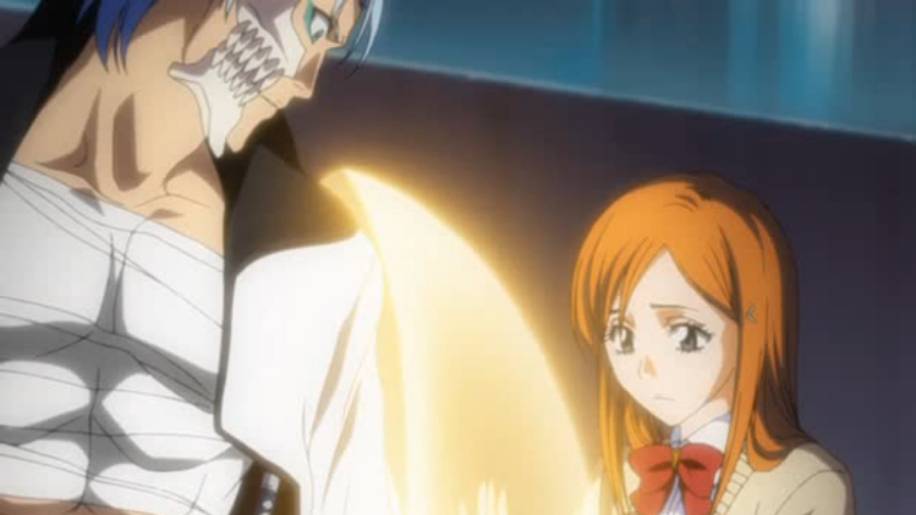 Orihime menyembuhkan Grimmjow. (dok. Pierrot/Bleach)