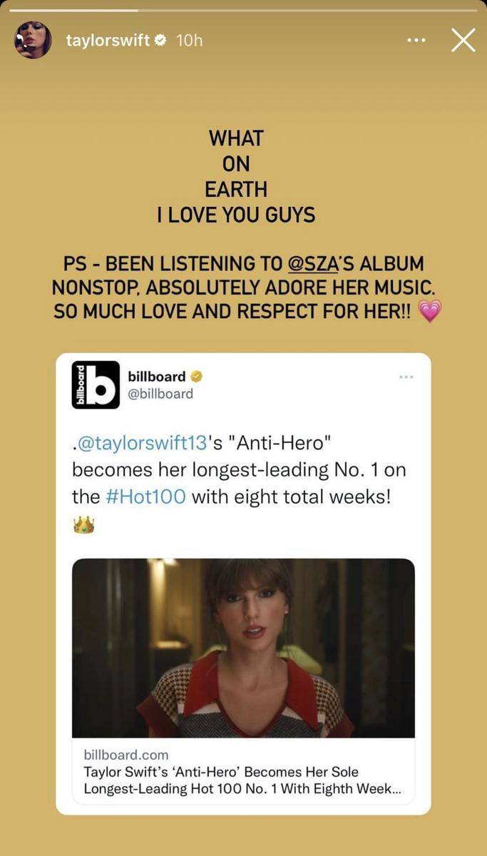 unggahan Taylor Swift dalam instagram story-nya (instagram.com/taylorswift)