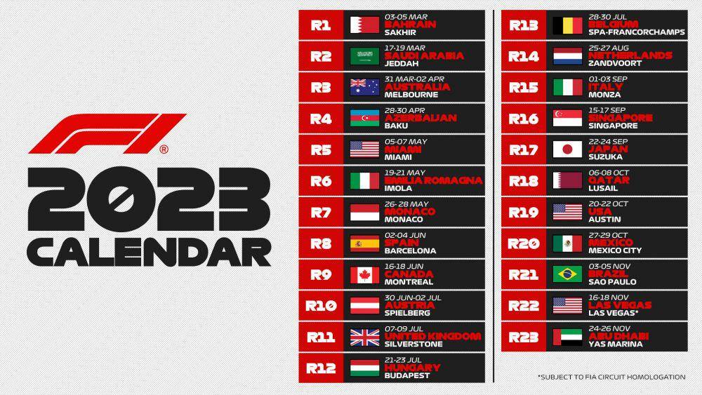kalender balap Formula 1 2023 (twitter.com/F1)