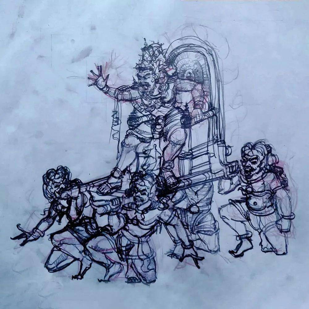 Sketsa ogoh-ogoh 'Nyapa Kadi Aku' Banjar Gaduh. (Instagram.com/pecintaogohogoh)