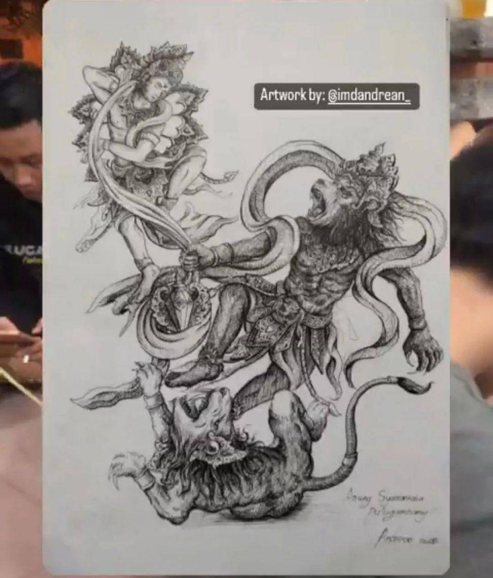 Skeetsa Ogoh-ogoh 'Angsu Syamantaka' Banjar Pulugambang. (Instagram.com/pecintaogohogoh)