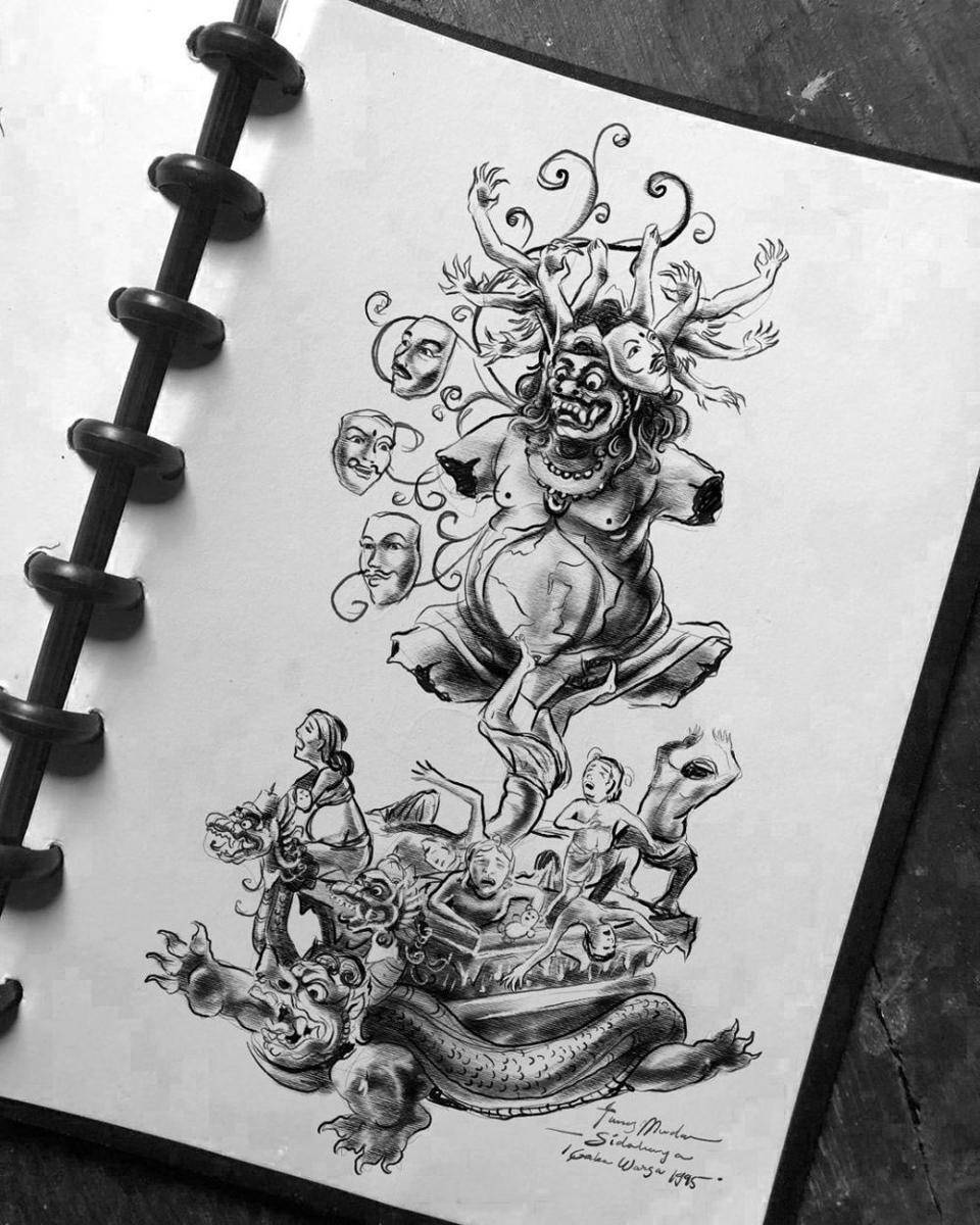 Sketsa Ogoh-ogoh dari Banjar Dukuh Mertajati. (Instagram.com/st.tunasmuda)