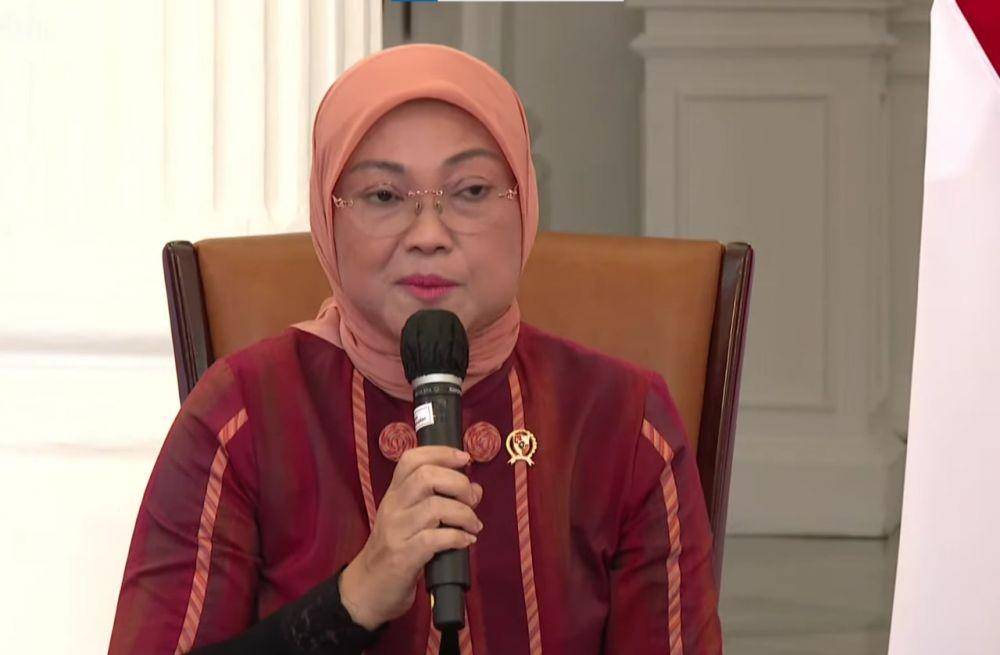 Menteri Ketenagakerjaan (Menaker), Ida Fauziyah dalam konferensi pers Rancangan Undang-Undang (RUU) Perlindungan Pekerja Rumah Tangga (RUU PPRT). (youtube.com/Sekretariat Presiden)