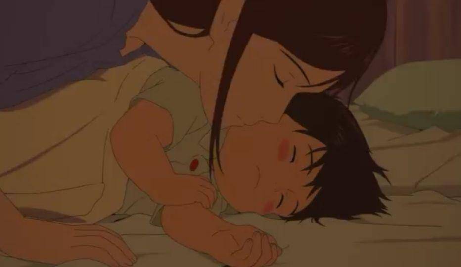 cuplikan okasan saat menyayangi anaknya (dok. Studio Chizu/Mirai no Mirai)