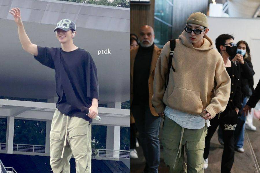 Hoshi dan Lee Soo Hyuk dengan celana yang sama (twitter.com/ptdk | twitter.com/_kwonyc_)