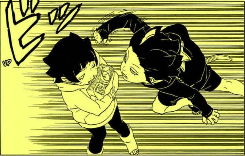 Daemon mencoba menyerang Himawari. (Dok. Shueisha/Boruto: Naruto Next Generations)