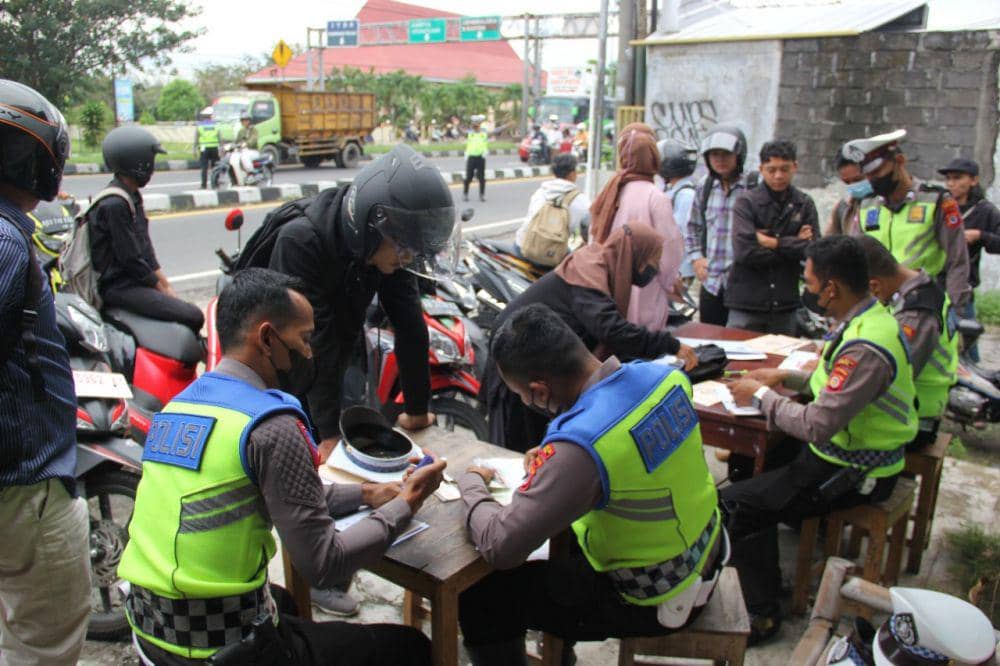 Razia kendaraan bermotor. (Dok. Polres Bantul)