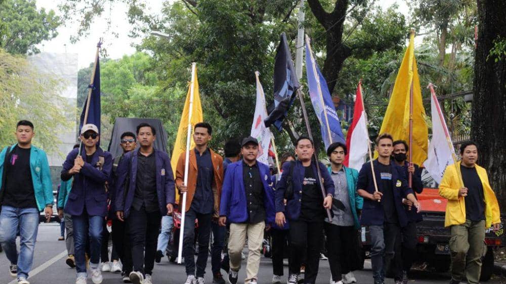 Aksi demo mahasiswa di Malang menolak masa jabatan Kades jadi 9 tahun. (Dok. BEM Malang Raya)