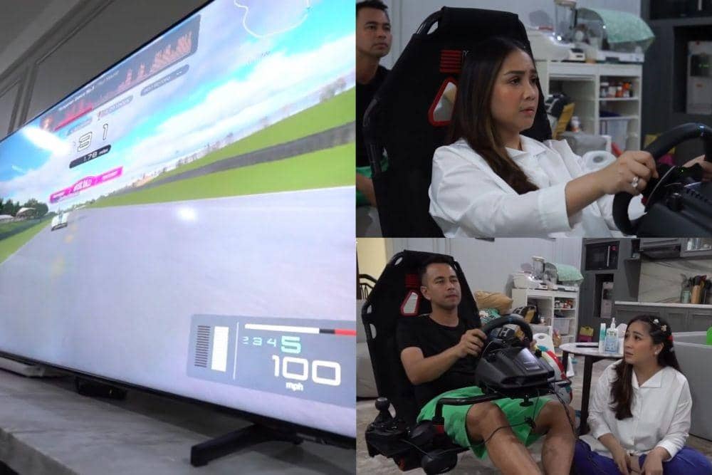 Gak Perlu ke Arkade, 9 Momen Gigi dan Raffi Main Balap Mobil di Rumah