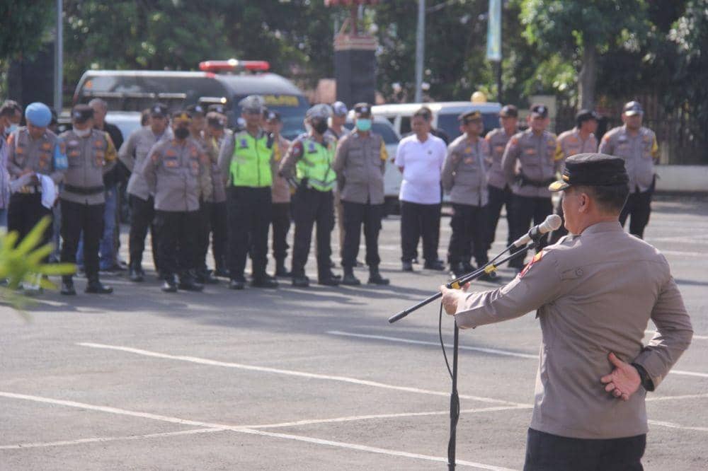 Apel kesiapan pengamanan Tahun Baru Imlek 2023 di Kota Bandar Lampung. (Dok. Polresta Bandar Lampung).