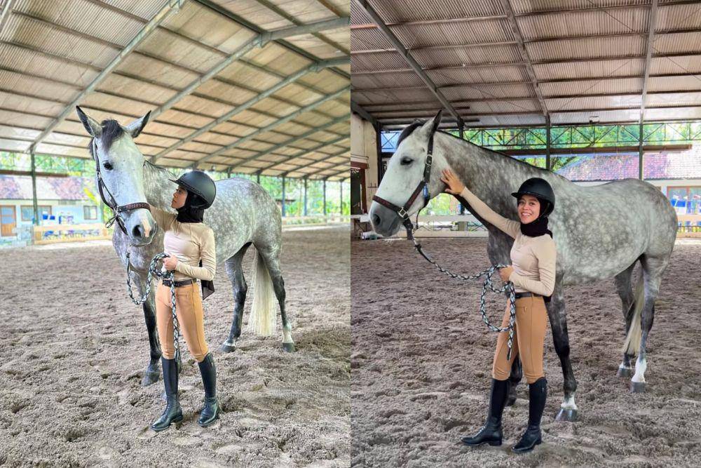 potret Lesti Kejora mencoba olahraga berkuda (instagram.com/lestykejora) | (instagram.com/marginw)