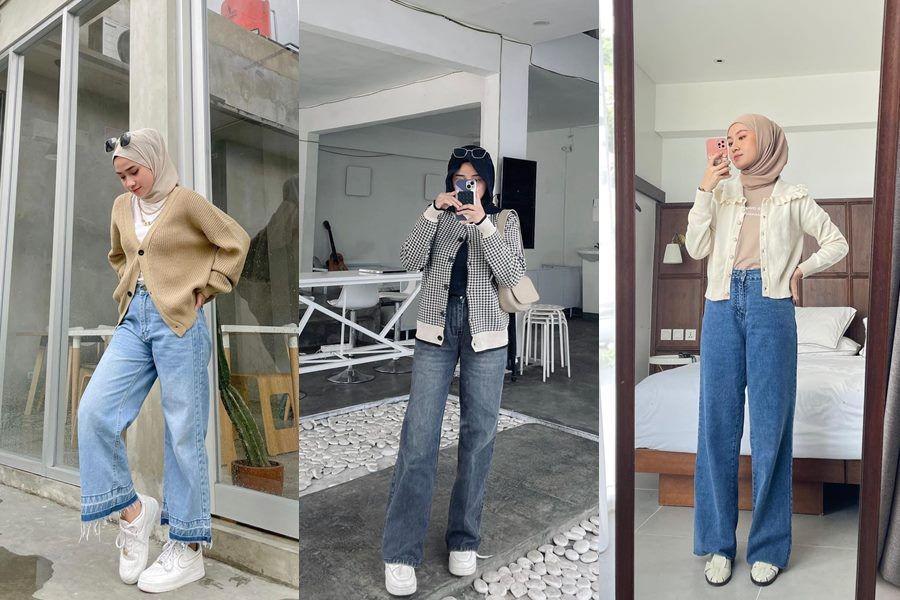 10 Padu Padan Kardigan dan Jeans, Korean Look ala Hijabers Modis