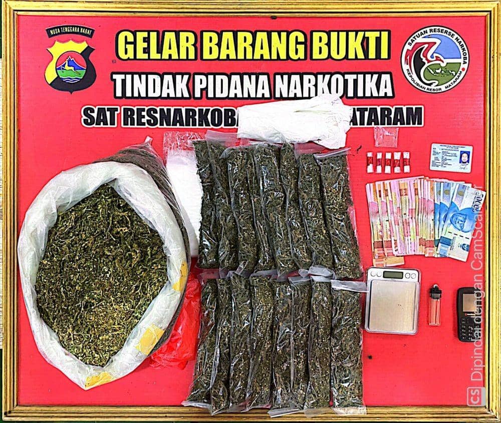 Bekuk 4 Pelaku, Polisi Sita 5 Kg Ganja dan 13,74 Gram Sabu di Mataram