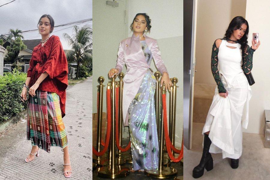 10 Busana Kondangan Nyentrik ala Eva Celia, Berani Coba?