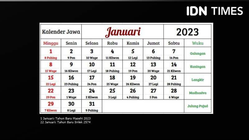 Kalender Jawa 2023. (IDN Times/Dian Septi Arthasalina)