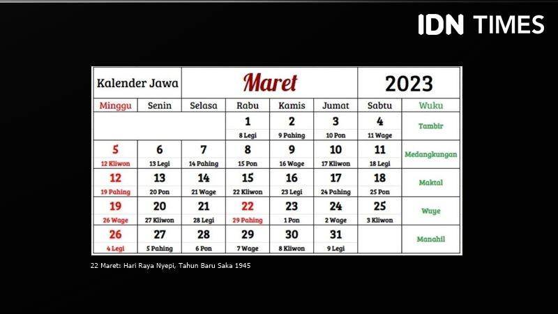 Kalender Jawa 2023. (IDN Times/Dian Septi Arthasalina)