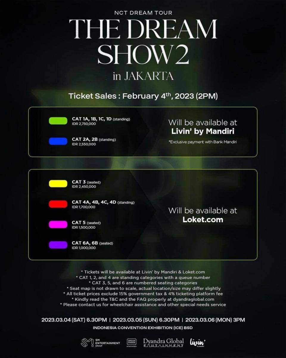 Tiket konser NCT Dream (Instagram.com/dyandraglobal)