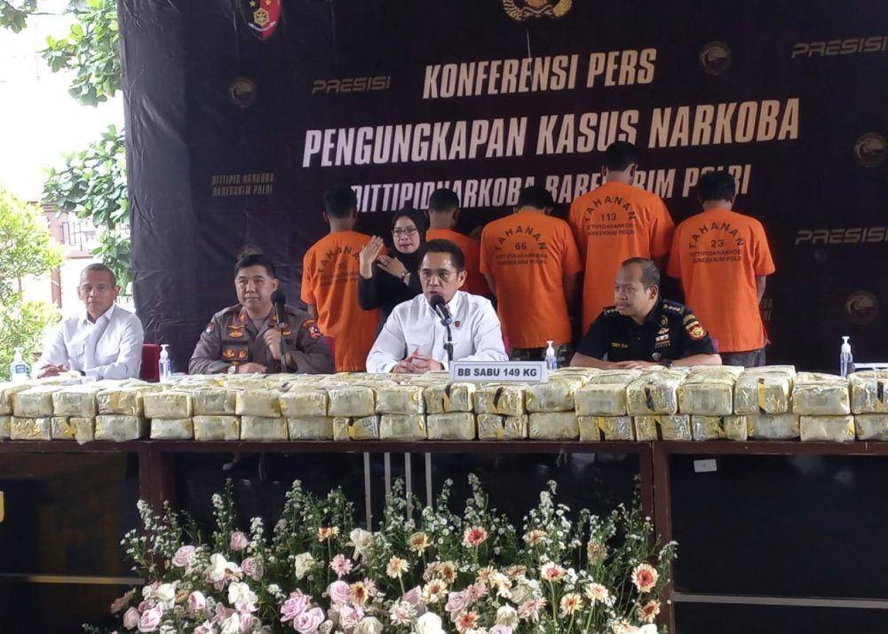 Bareskrim Polri bongkar pengedaran narkoba jaringan Malaysia-Aceh (Dok. Humas Polri)
