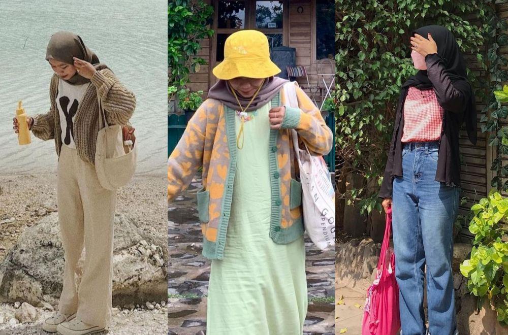 9 OOTD Hijab Simpel dengan Cardigan ala Mila Jamilah, Anggun Adem