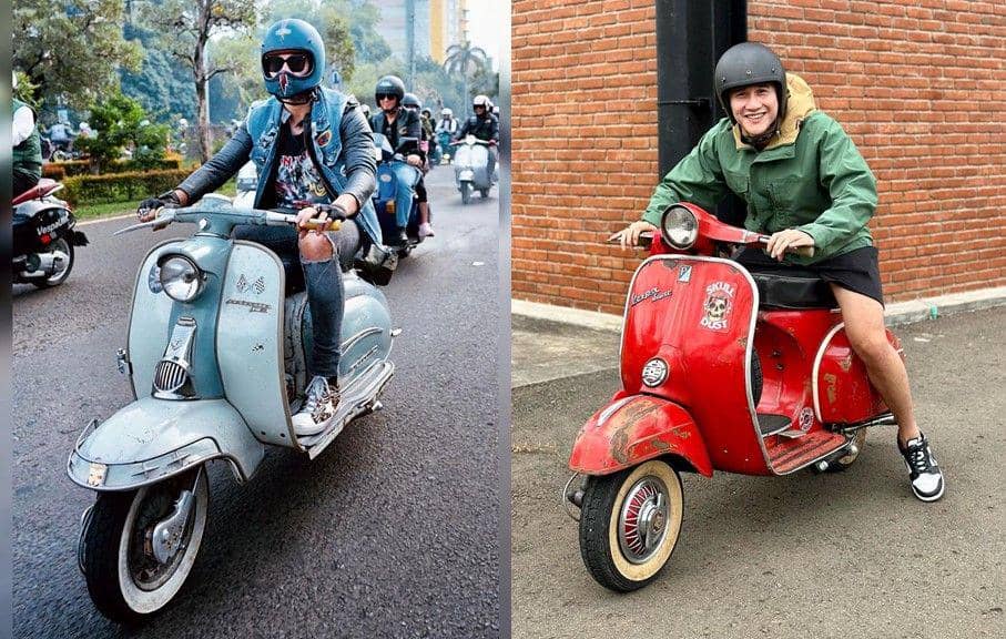 9 Potret Vino G. Bastian saat Mengendarai Vespa, Jadi Anak Geng Motor!