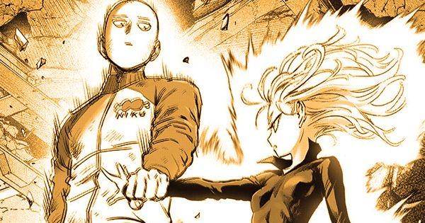 Saitama terlihat tak terpengaruh oleh telekinesis Tatsumaki ( tonarinoyj.jp/One Punch Man )