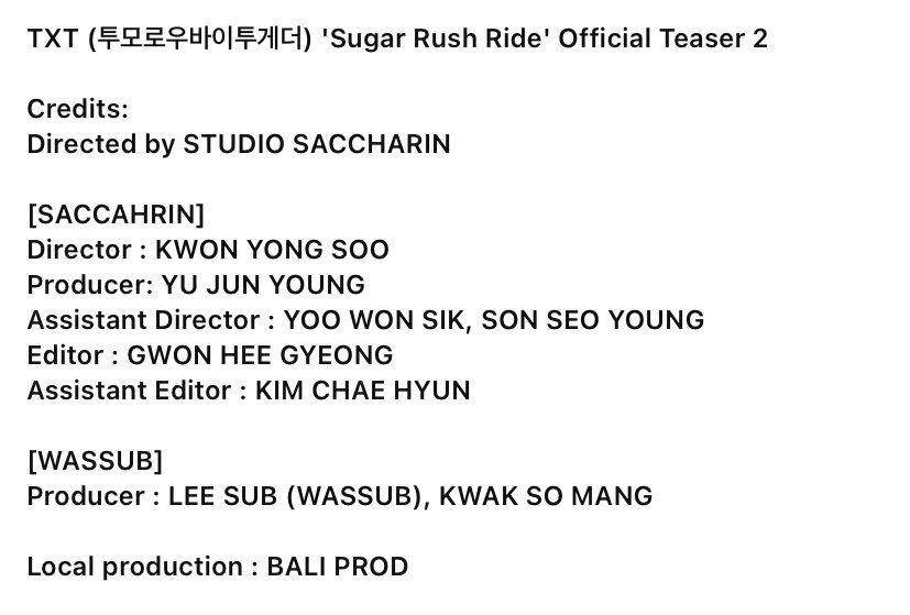 kredit teaser MV Sugar Rush Ride (youtube.com/HYBE Labels)