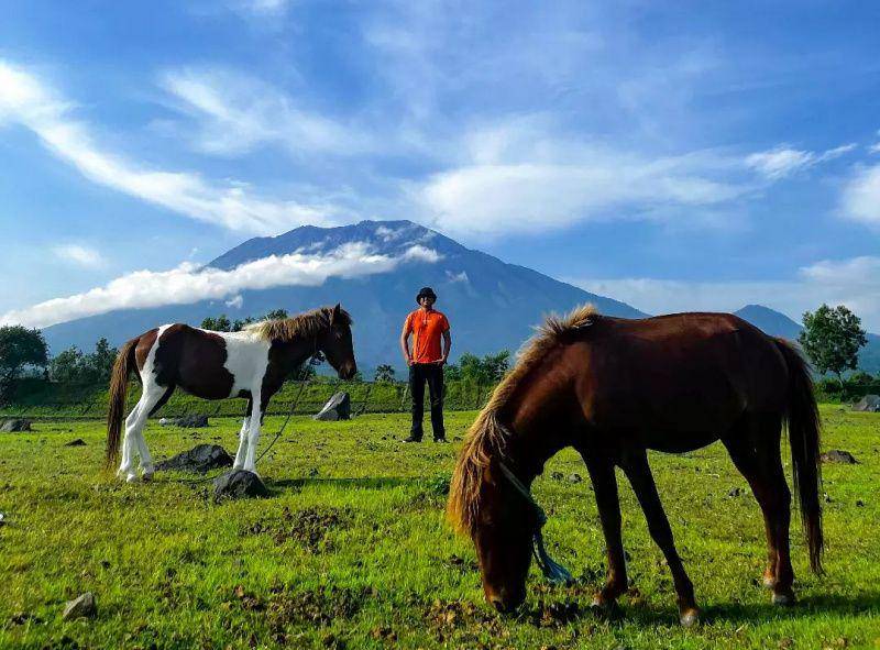 gambar Savana Tianyar dengan Gunung Agung (instagram.com/aryawiznu)