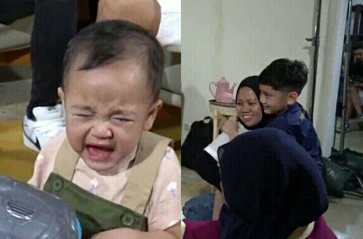 Rayyanza nangis lihat Rafathar dipangku Sus Rini. (youtube.com/Rans Entertainment)