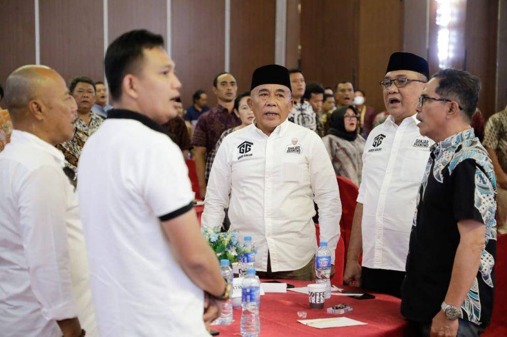 Relawan Gardu Ganjar mengukuhkan serta memantapkan kepengurusan DPD dan DPC Gardu Ganjar se-Provinsi Lampung di Hotel Horison, Jumat (27/1/2023). (Dok. RGG).