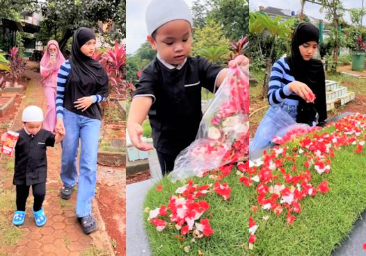 9 Momen Gala Sky Ziarah ke Makam Vanessa dan Bibi, Ditemani Fuji