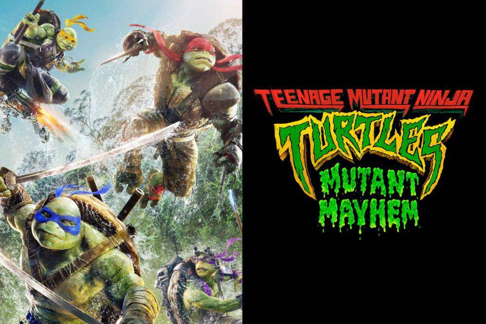 adegan dalam film TMNT dan teaser poster film TMNT: Mutant Mayhem (dok. Paramount Pictures/Teenage Mutant Ninja Turtles | dok. Paramount Pictures/Teenage Mutant Ninja Turtles: Mutant Mayhem)
