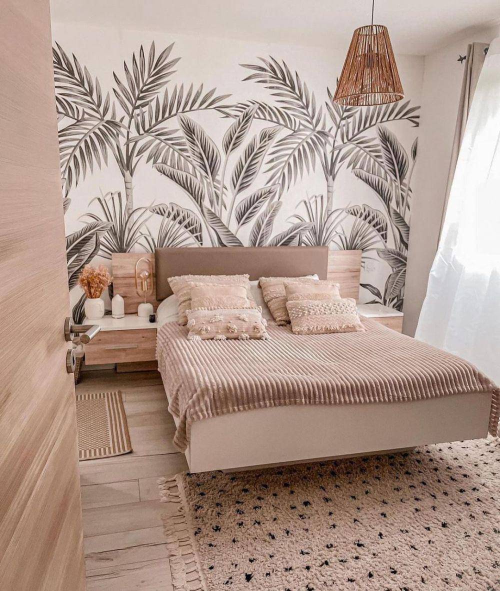 ilustrasi kamar tidur dengan wallpaper dinding (instagram.com/mybedroomgoals)