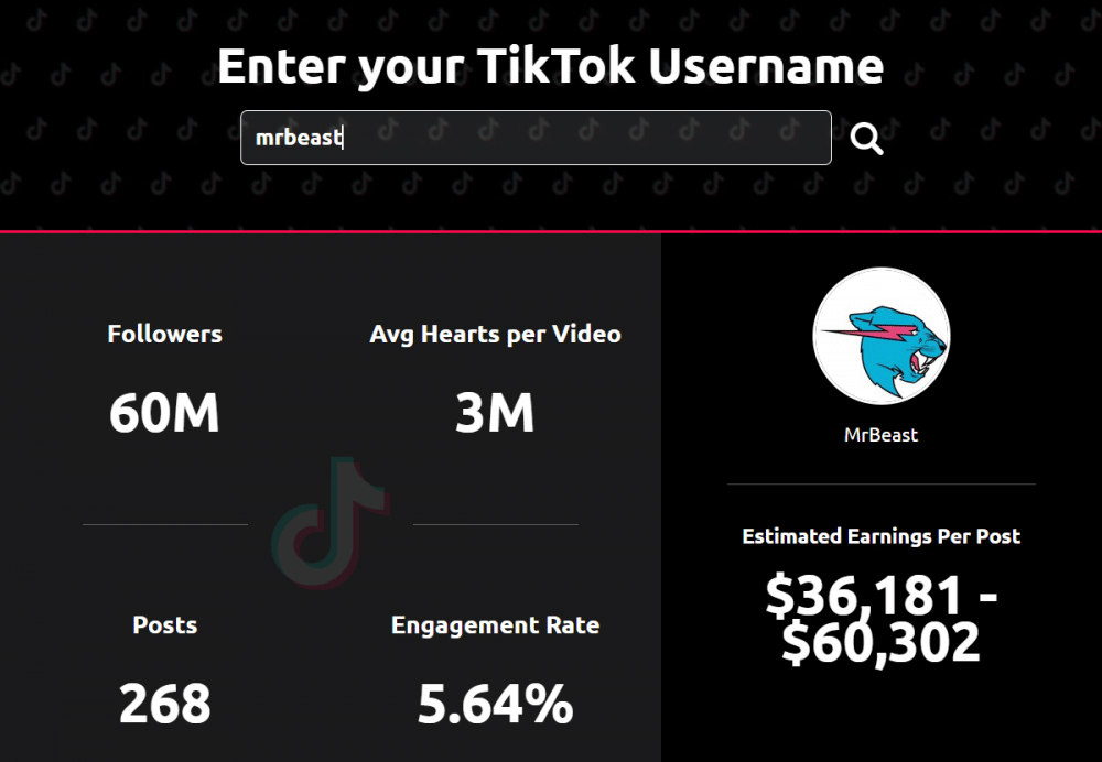 Kalkulator TikTok (dok. Influencer Marketing Hub)
