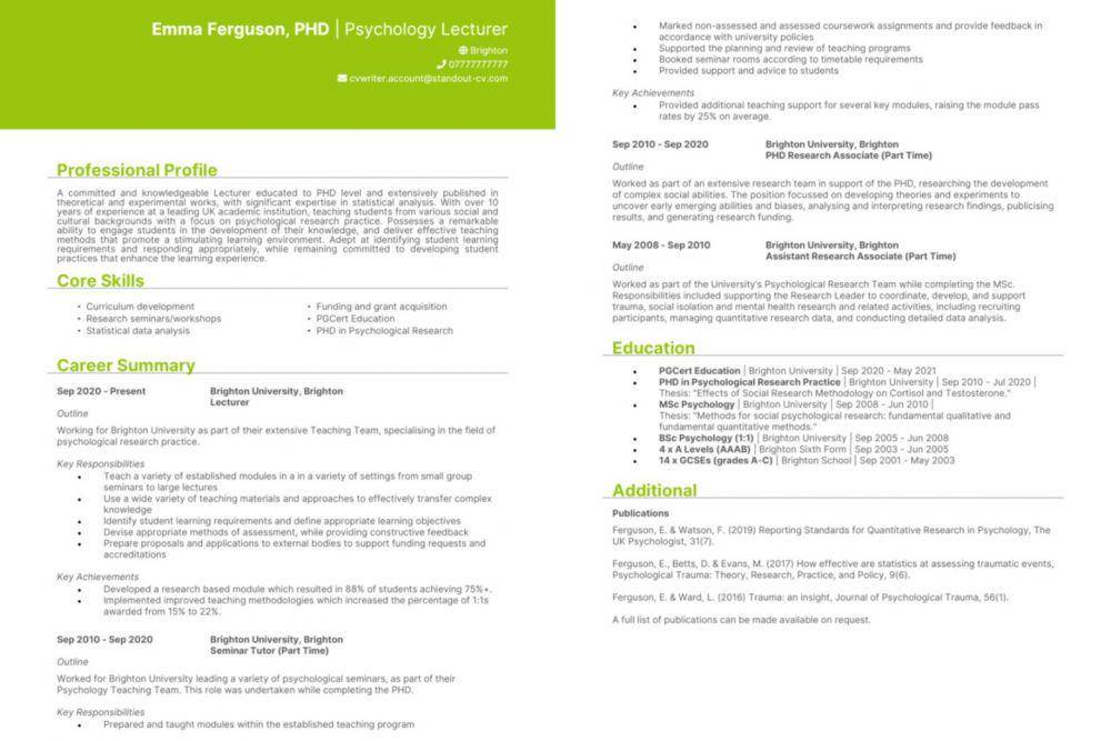 contoh Academic CV (CV Akademik) (dok.StandOut CV)